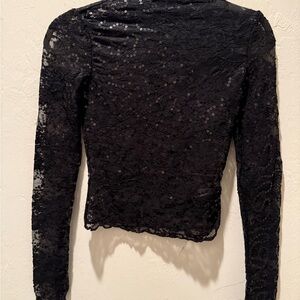 Junior's XXS -Wild Fable Elegant Black Sequin Lace Top - sheer- NWT